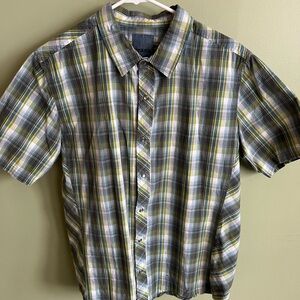 Men's Prana Snap Green Plaid Shirt